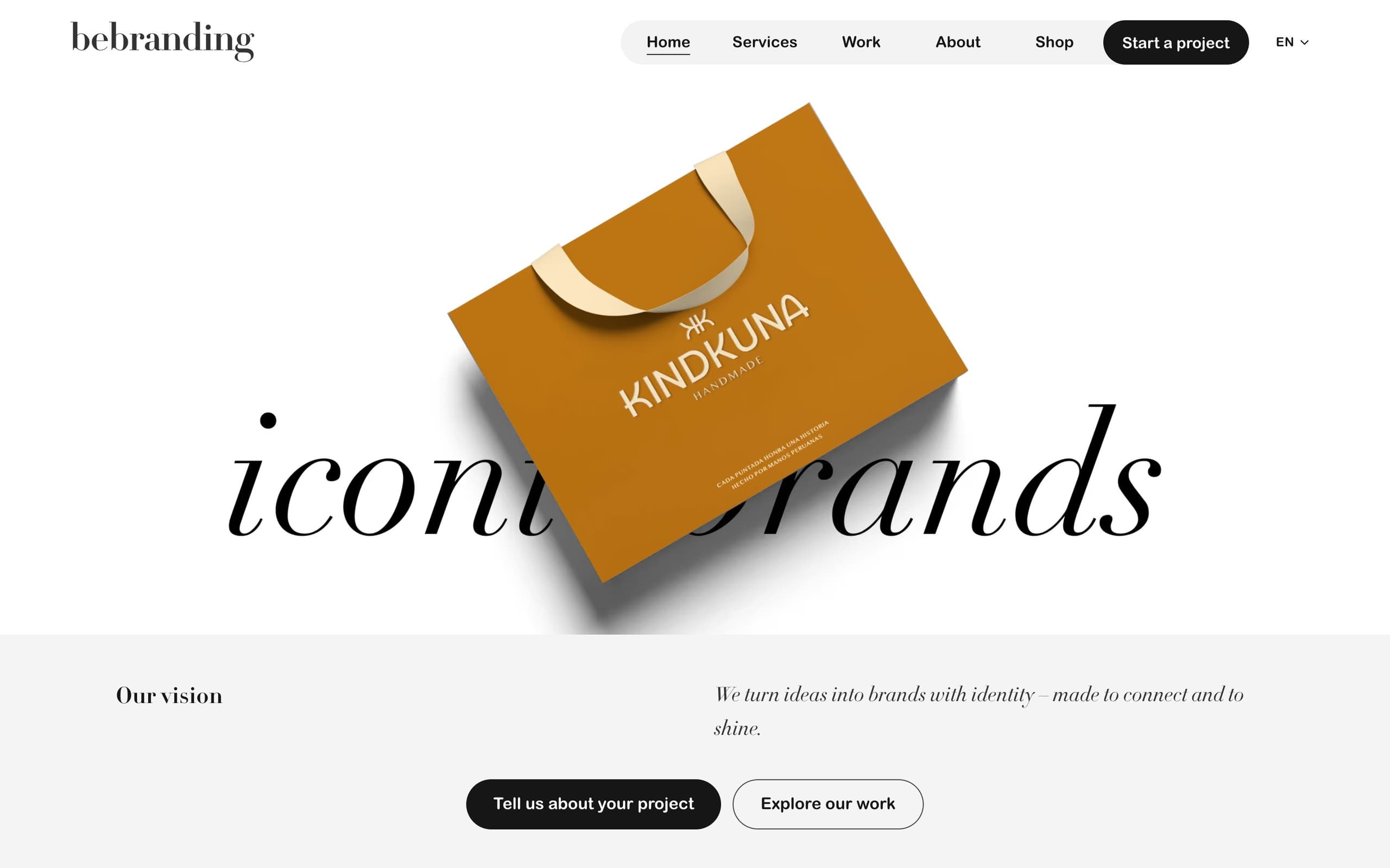El sitio web de BeBranding en un ordenador